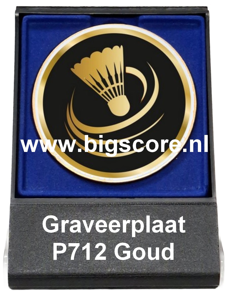 Badminton Acryl in medailledoosje Blauw-Zwart G/Z/B